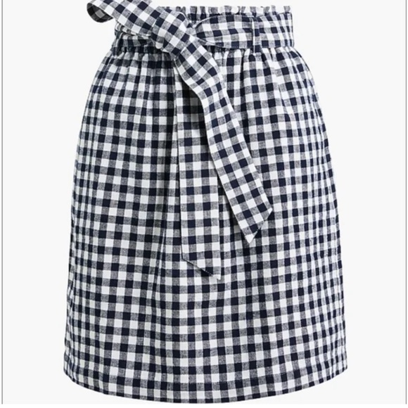 Women's J.Crew Navy White Gingham Skirt Size Medium - Picture 1 of 6